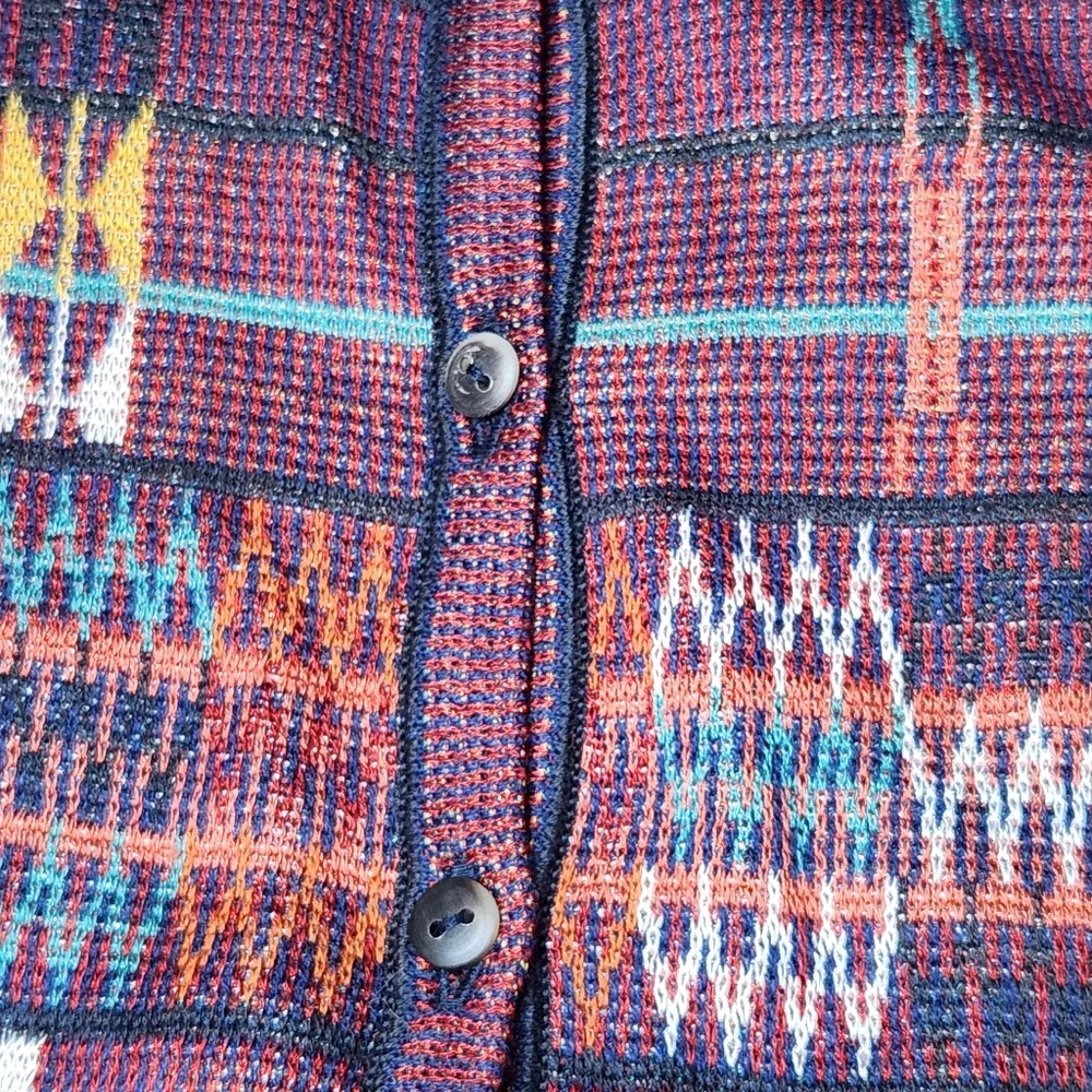 Peruvian Connection Maroon Geometric Print Cardigan - Picture 5 of 7